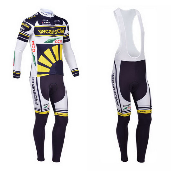 2013 Maillot Vacansoleil Tirantes Mangas Largas Amarillo Y Azul